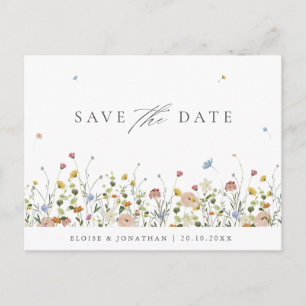 Colourful Spring Wildflower Meadow  Save the Date Postcard