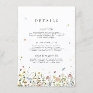 Colourful Spring Wildflower Meadow Wedding Details Enclosure Card