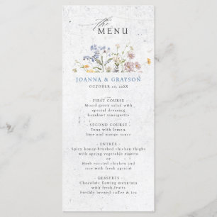Colourful Spring Wildflower Meadow Wedding Menu