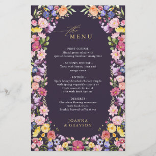 Colourful Spring Wildflower Meadow Wedding Menu