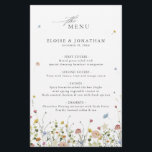 Colourful Spring Wildflower Meadow  Wedding Menu<br><div class="desc">Capture the beauty of nature on your special day with our exquisite wildflower watercolor wedding menu. Elegant, unique, and blooming with love. Use the text fields to personalise your design with your own wording and details. If you want to change the font style, colour or text placement, simply click the...</div>