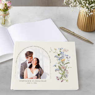 Colourful Spring Wildflower Meadow Wedding Photo Guest Book