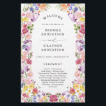 Colourful Spring Wildflower Meadow Wedding Program<br><div class="desc">Make your wedding day unforgettable with our beautifully crafted, floral wedding program. The delicate pastel flower wreath brings a romantic, garden-inspired touch to your celebration. Personalise the card with your own text, and easily adjust the font style, colour, and layout to suit your taste by clicking the 'Customise Further' button....</div>