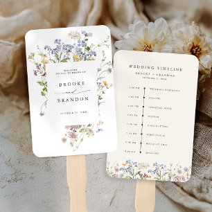 Colourful Spring Wildflower Meadow wedding Timelin Hand Fan