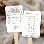 Colourful Spring Wildflower Meadow wedding Timelin Hand Fan<br><div class="desc">Capture the beauty of nature on your special day with our exquisite wildflower watercolor wedding timeline hand fan. Elegant, unique, and blooming with love. Use the text fields to personalise your design with your own wording and details. If you want to change the font style, colour or text placement, simply...</div>