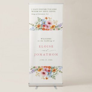 Colourful Spring Wildflower Meadow Wedding Welcome Retractable Banner