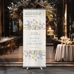 Colourful Spring Wildflower Meadow Wedding Welcome Retractable Banner