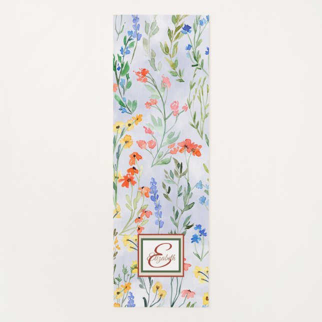 Colourful Spring Wildflower Meadow Yoga Mat (Front)