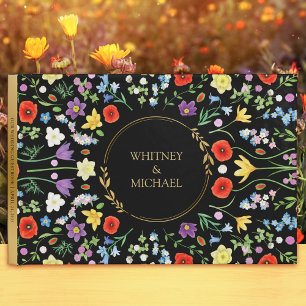 Colourful Spring Wildflower Rustic Floral Wedding Guest Book