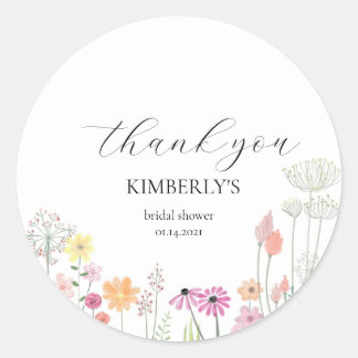Colourful Spring Wildflower Wedding  Classic Round Sticker