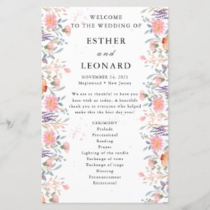 Colourful Spring Wildflower Wedding Program