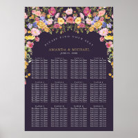 Colourful Spring Wildflower Wedding Seating Char