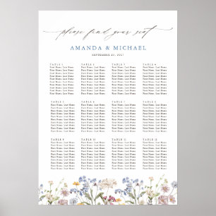 Colourful Spring Wildflower  Wedding Seating Chart