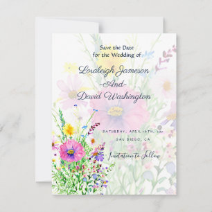 Colourful spring wildflowers custom save the date