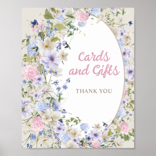 Colourful Spring Wildflowers Meadow Cards and Gift Poster (Front)