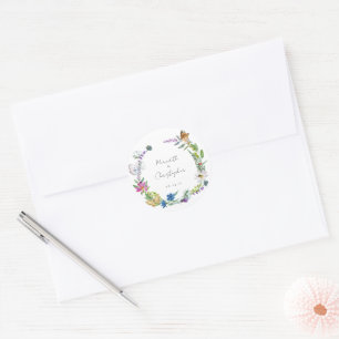 Colourful Spring Wildflowers Wedding Classic Round Sticker