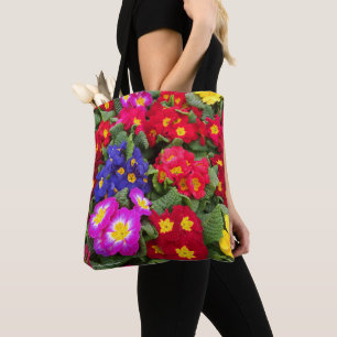 Colourful Springtime Floral Medley of Primulas Tote Bag