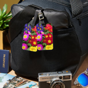 Colourful Springtime Medley of Primulas Floral Luggage Tag