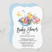 Colourful Springtime Tulip BabyShower Invitation