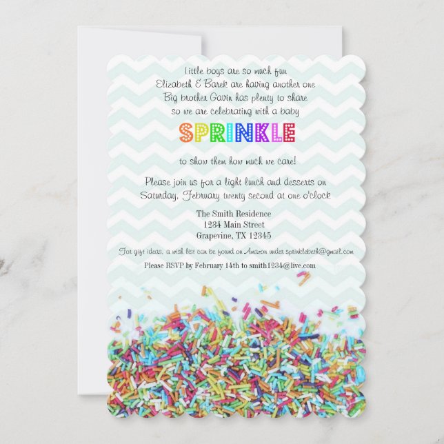 Colourful Sprinkles and Chevron Baby Invite (Front)