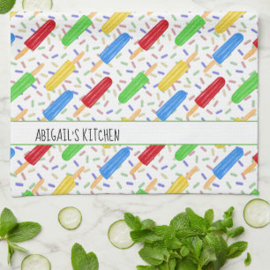 Colourful Sprinkles and Ice Pops Fun Summer Patter Tea Towel