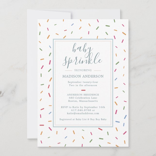 Colourful Sprinkles Baby Sprinkle Baby Shower Invitation (Front)