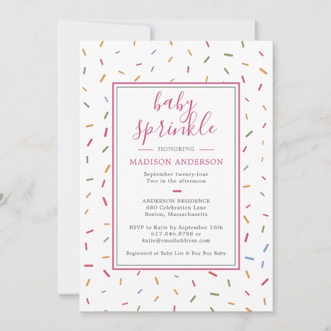 Colourful Sprinkles Baby Sprinkle Baby Shower Invitation (Front)