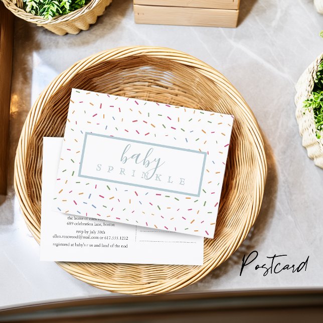 Colourful Sprinkles Baby Sprinkle Invitation Postcard (Colorful Sprinkles Baby Sprinkle Baby Shower Invitation Postcard)