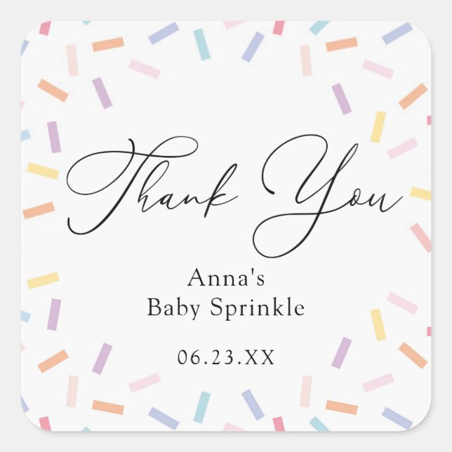 Colourful Sprinkles Baby Sprinkle  Square Sticker (Front)