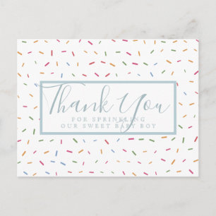 Colourful Sprinkles Baby Sprinkle Thank You Postcard