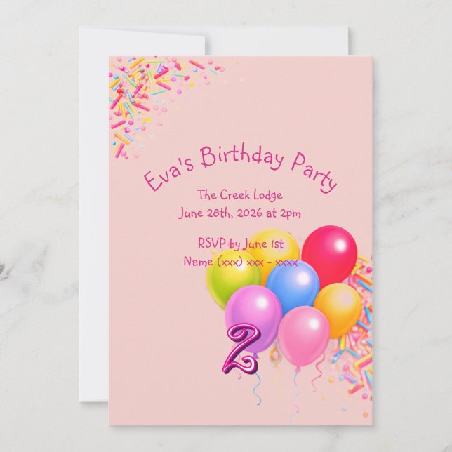 Colourful Sprinkles Birthday Invitation (Front)