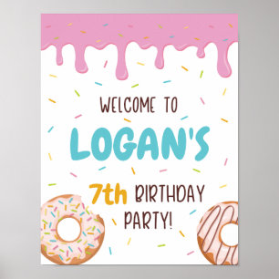 Colourful Sprinkles Doughnut Birthday Party Welcom Poster