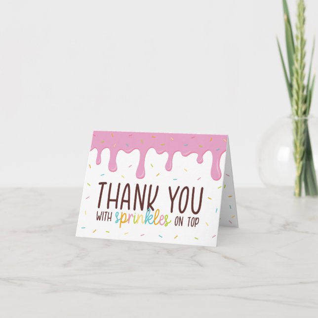 Colourful Sprinkles Doughnut Thank You Card (Front)