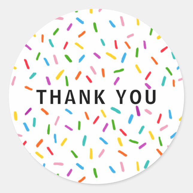 Colourful sprinkles THANK YOU Classic Round Sticke Sticker (Front)
