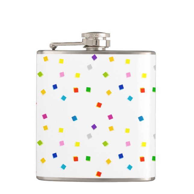 Colourful Square Confetti Flask (Front)