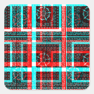 Colourful Square Maze  geometrical chequered patte Square Sticker