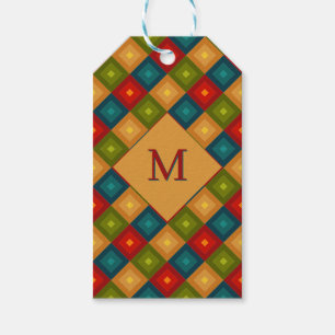 Colourful square pattern gift tags