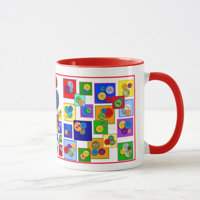 Colourful Squares and Buttons Design Kids Mug (Right)