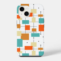 Colourful Squares and Lines Mid-century Pattern