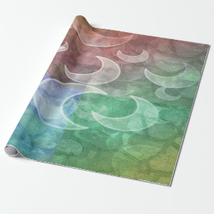 Colourful Squares and Moons Wrapping Paper