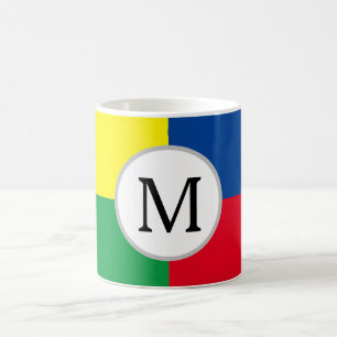 Colourful Squares Custom Monogram Initial Coffee Mug