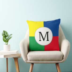 Colourful Squares Custom Monogram Initial Cushion