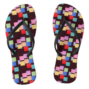Colourful Squares Flip Flops