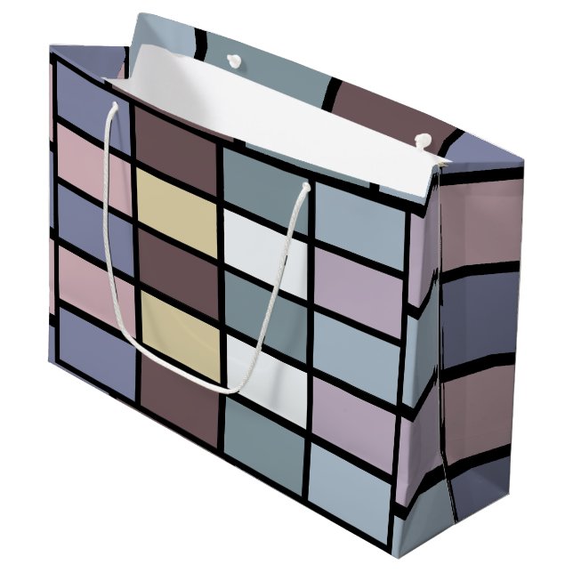 Colourful Squares Geometric  Large Gift Bag (Front Angled)