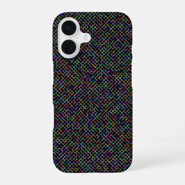 colourful squares geometric unique vibrant pattern iPhone 16 case (Back)