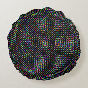 colourful squares geometric unique vibrant pattern round cushion