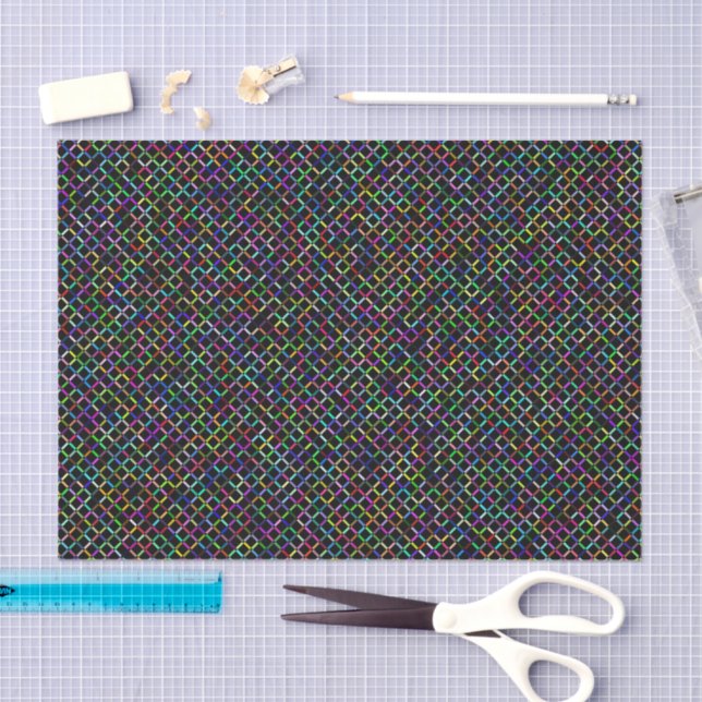 colourful squares geometric unique vibrant pattern tissue paper (Craft)