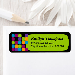 Colourful Squares Green Return Address Labels