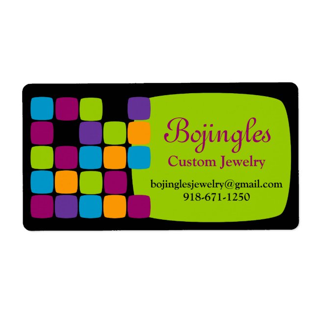Colourful Squares Green Shipping Labels (Front)