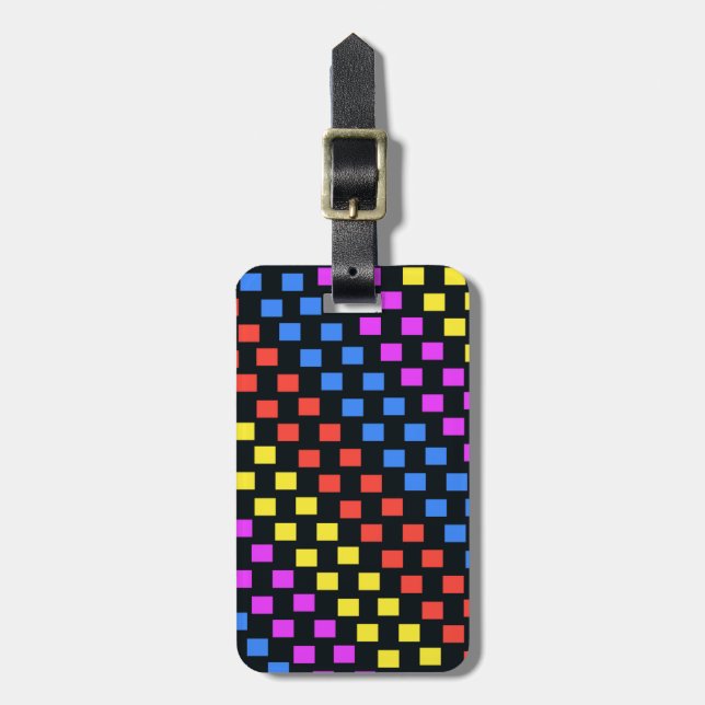 Colourful Squares Luggage Tag (Front Vertical)